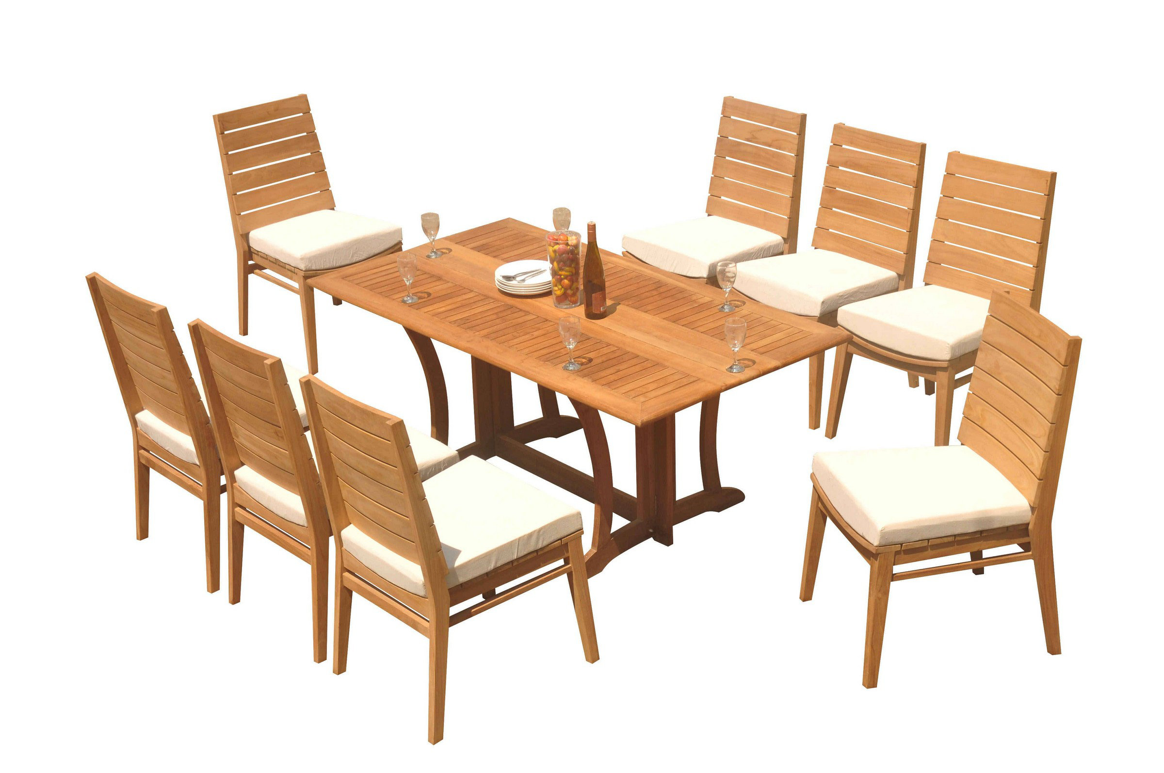 Teak Smith Grade-A Teak Dining Set: 118" Double Extension Oval Table ...